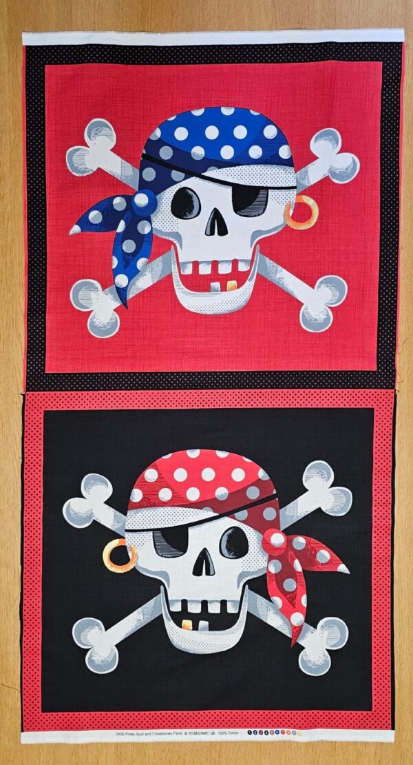 34 Fabric Panel - Pirate Skull and Crossbones - Panel 34